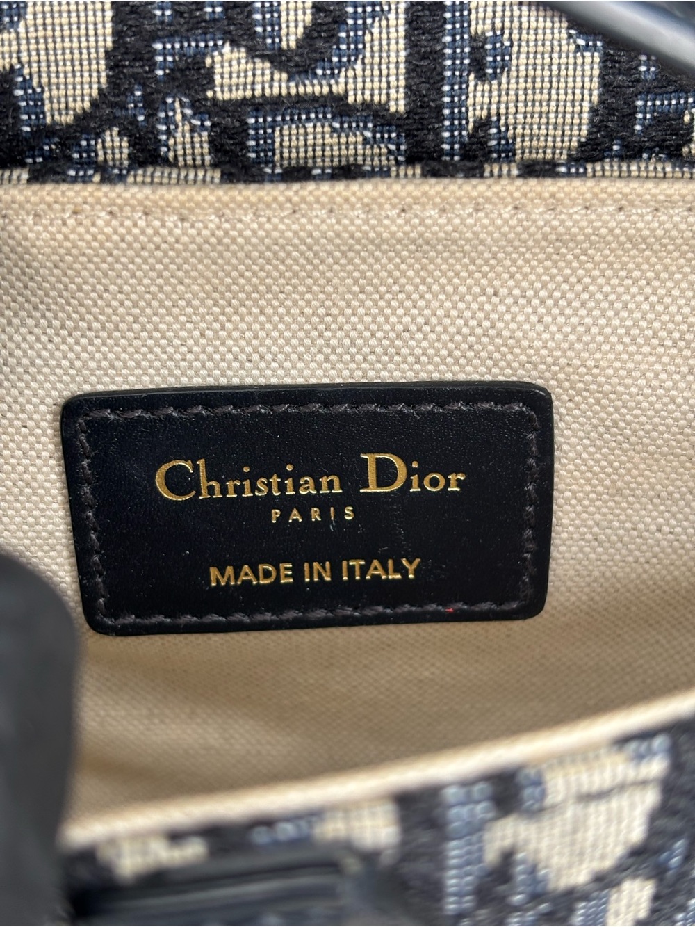 Christian Dior Vintage Oblique Saddle Bag Navy Trotter Monogram Gold Hardware - Picture 13 of 16